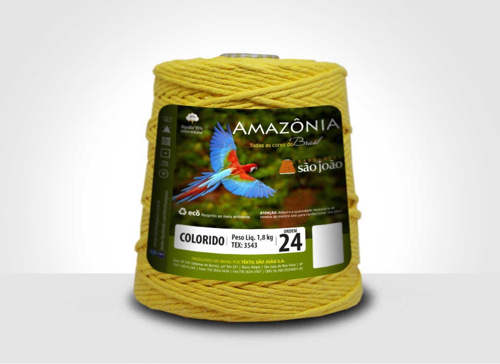 Barbantes para tricô e crochê Barbante Amazônia 24 Fios Amarelo Ouro