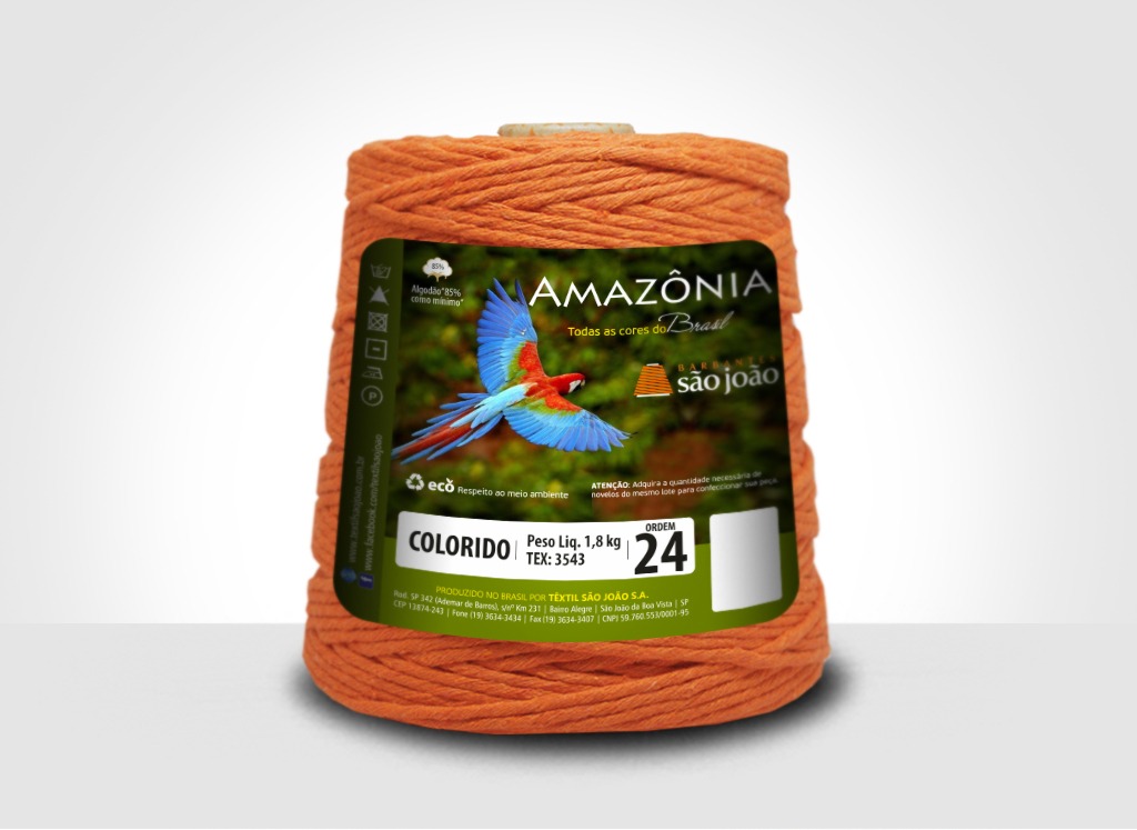 Barbantes para tricô e crochê Barbante Amazônia 24 Fios Laranja