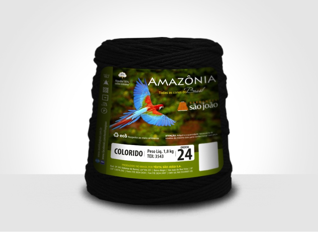 Barbantes para tricô e crochê Barbante Amazônia 24 Fios Preto