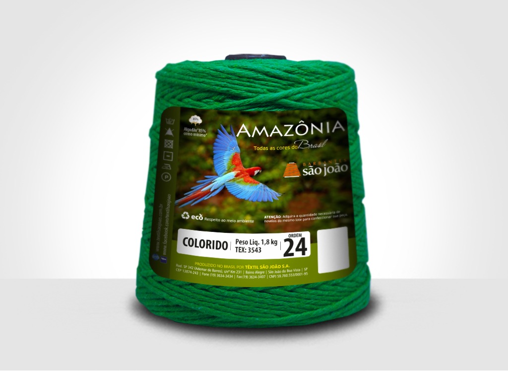 Barbantes para tricô e crochê Barbante Amazônia 24 Fios Verde Bandeira
