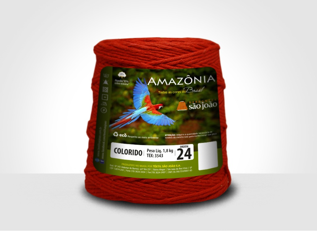 Barbantes para tricô e crochê Barbante Amazônia 24 Fios Vermelho