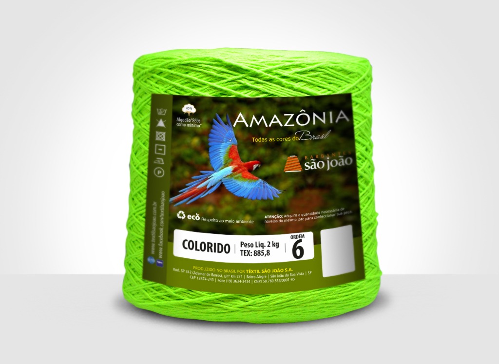 Barbantes para tricô e crochê Barbante Amazônia 2kg Limão Neon